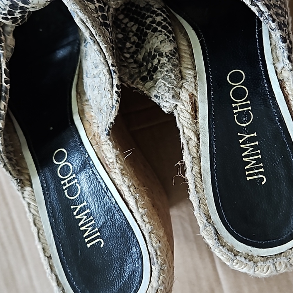 Jimmy Choo Priory Knotted Python Mule Platform Sa… - image 7